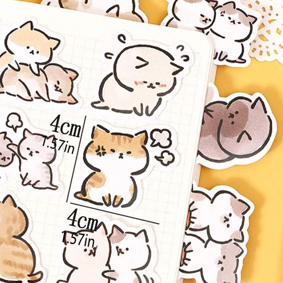 GENERICO - Stickers con estampado de gatos 10 unidades al azar