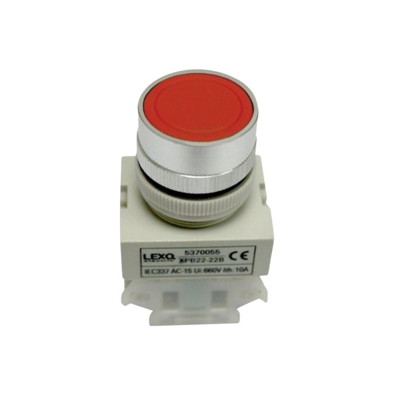 LEXO - Pulsador Plano Rojo 1NC 22MM