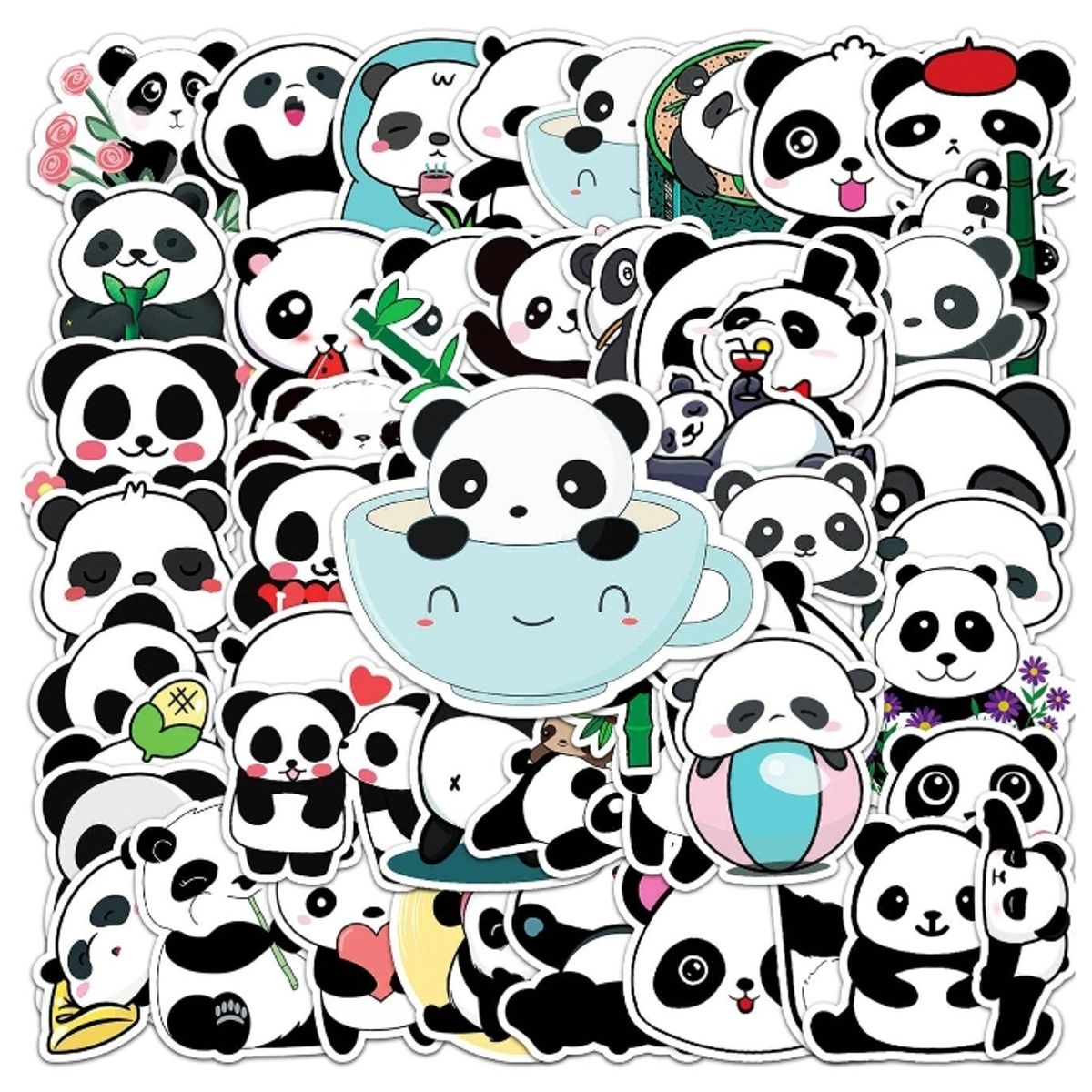 GENERICO - Stickers con patrón de pandas 10 unidades al azar