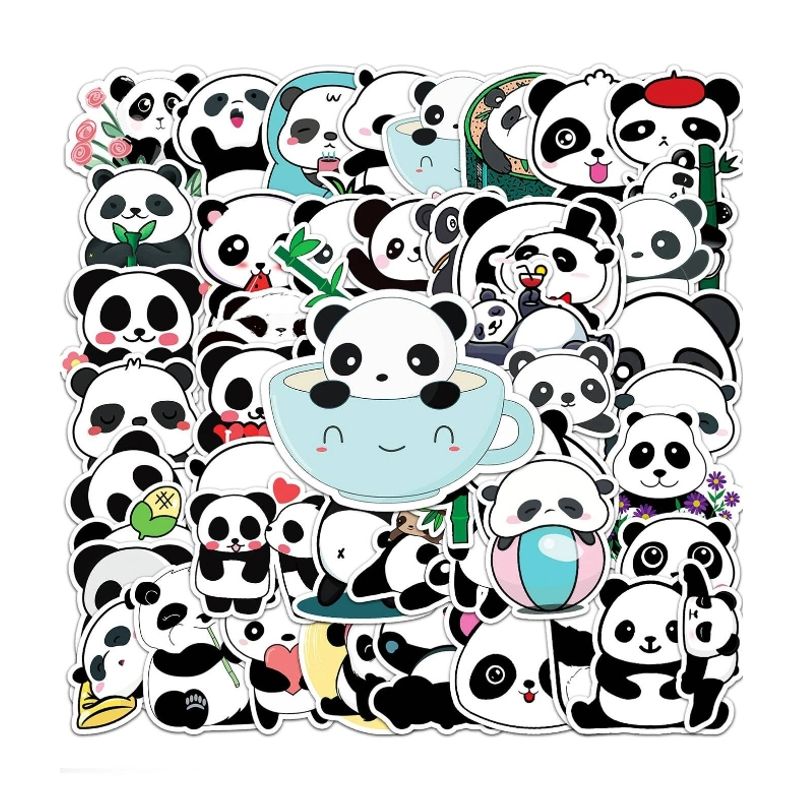 GENERICO - Stickers con patrón de pandas 10 unidades al azar