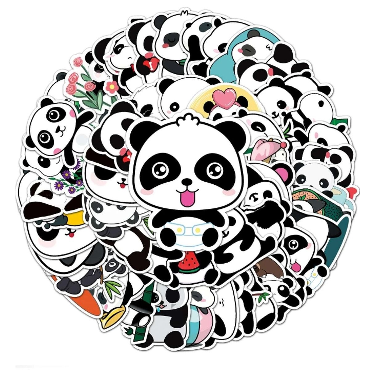 GENERICO - Stickers con patrón de pandas 10 unidades al azar