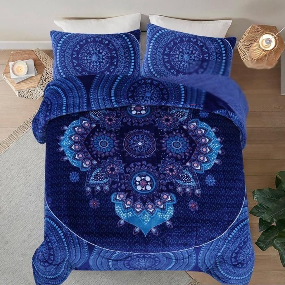 GENERICO - COBERTOR DE INVIERNO 2 PLAZA CON CHIPORRO MANDALA  maria