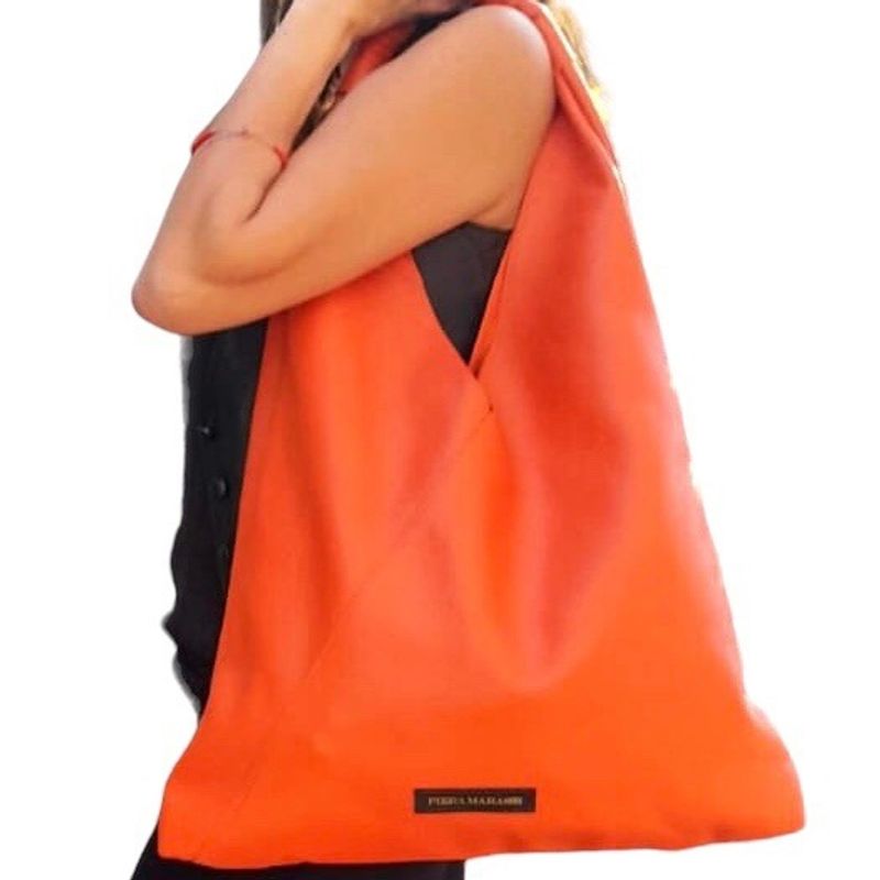 PIERA MARASSI - Cartera Piera Marassi cuero natural genuino Modelo Roberta Naranja