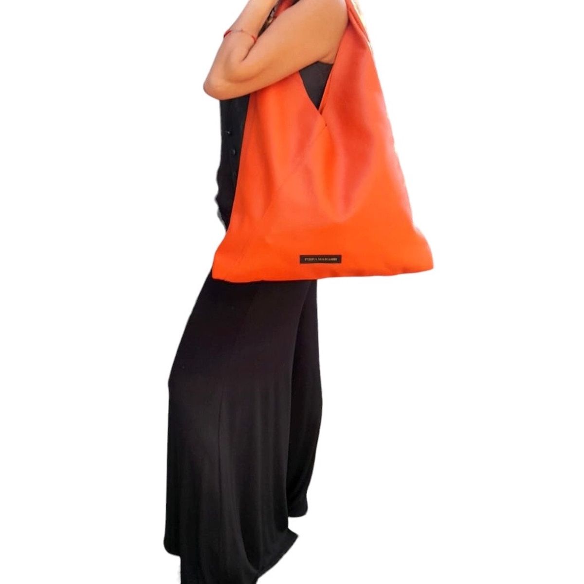 PIERA MARASSI - Cartera Piera Marassi cuero natural genuino Modelo Roberta Naranja