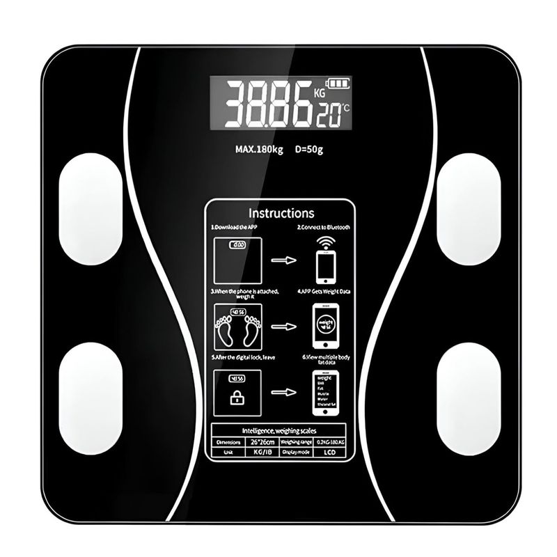 GENERICO - Smartfit Pro Balanza Cuadrada Inteligente Para Hogar Negro