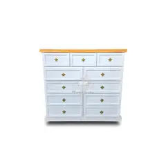 RUSTIC STYLE - COMODA MADERA 11 CAJONES BLANCA MIEL Y DORADO