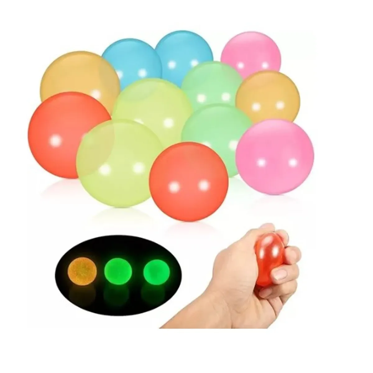 GENERICO - 12pcs Pelotas Bola Pegajosa Pared Fluorescente Antiestrés