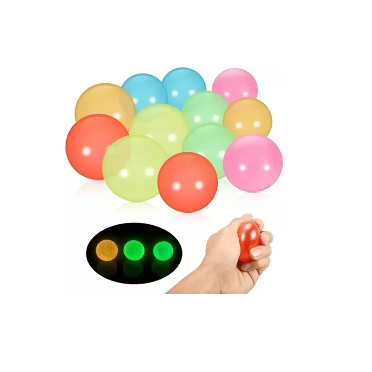GENERICO - 12pcs Pelotas Bola Pegajosa Pared Fluorescente Antiestrés
