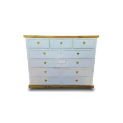 RUSTIC STYLE - COMODA DE 11 CAJONES BLANCA Y PETIRIBI.