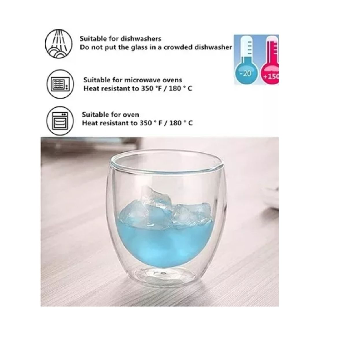 OFERTABKN - Set 8 Tazas Espresso Doble Pared 250ml Frio, Caliente