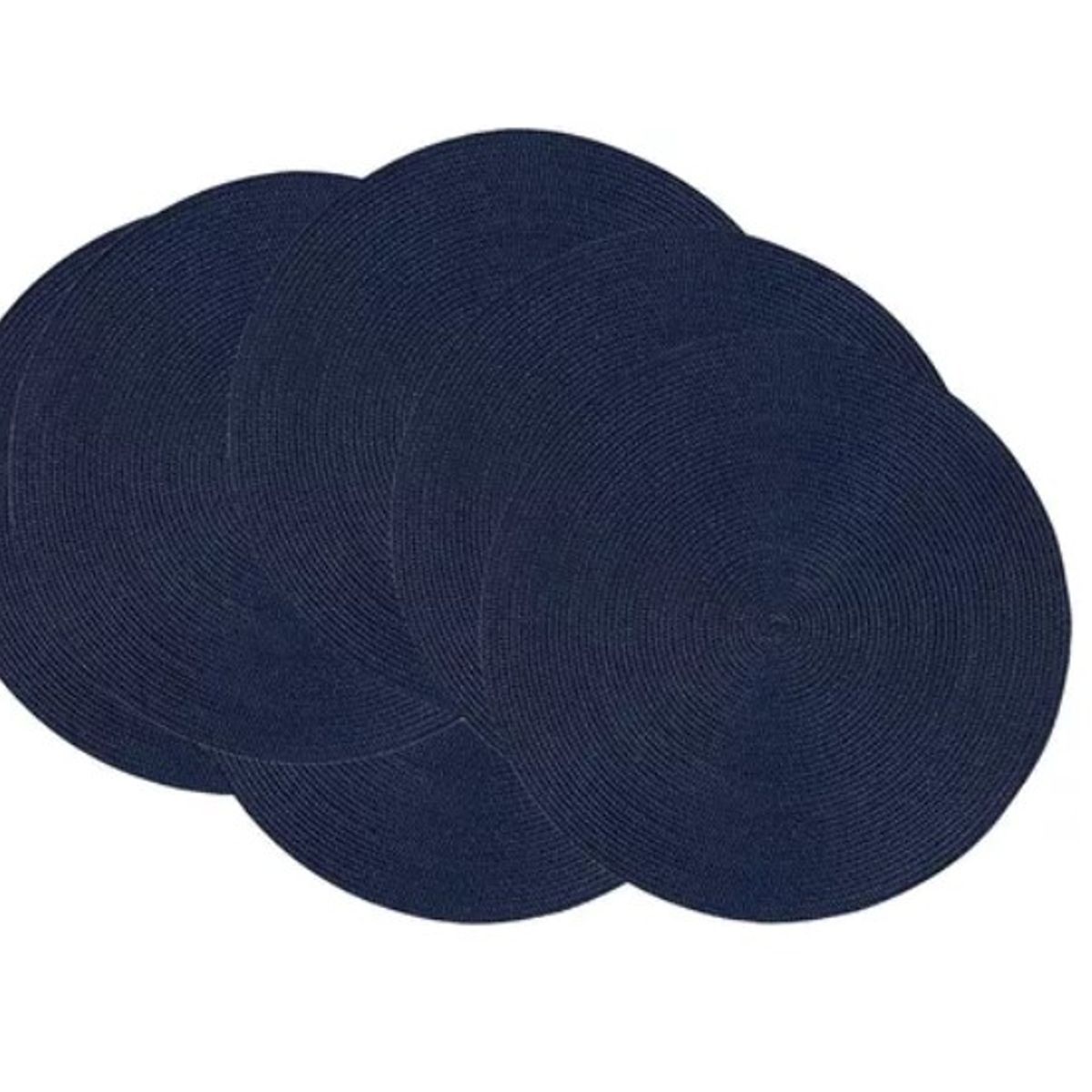 GENERICO - Set De 6 Individuales Redondos Trenzados 38 Cm Azul Indigo