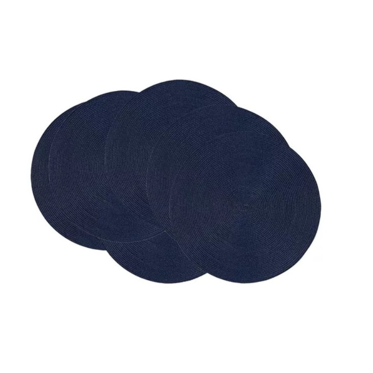 GENERICO - Set De 6 Individuales Redondos Trenzados 38 Cm Azul Indigo