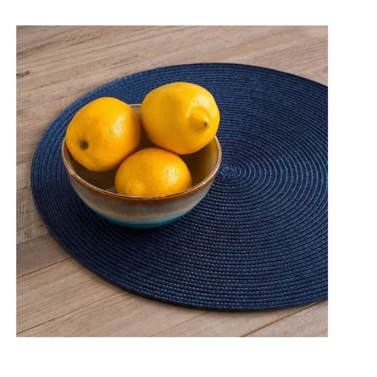 GENERICO - Set De 6 Individuales Redondos Trenzados 38 Cm Azul Indigo