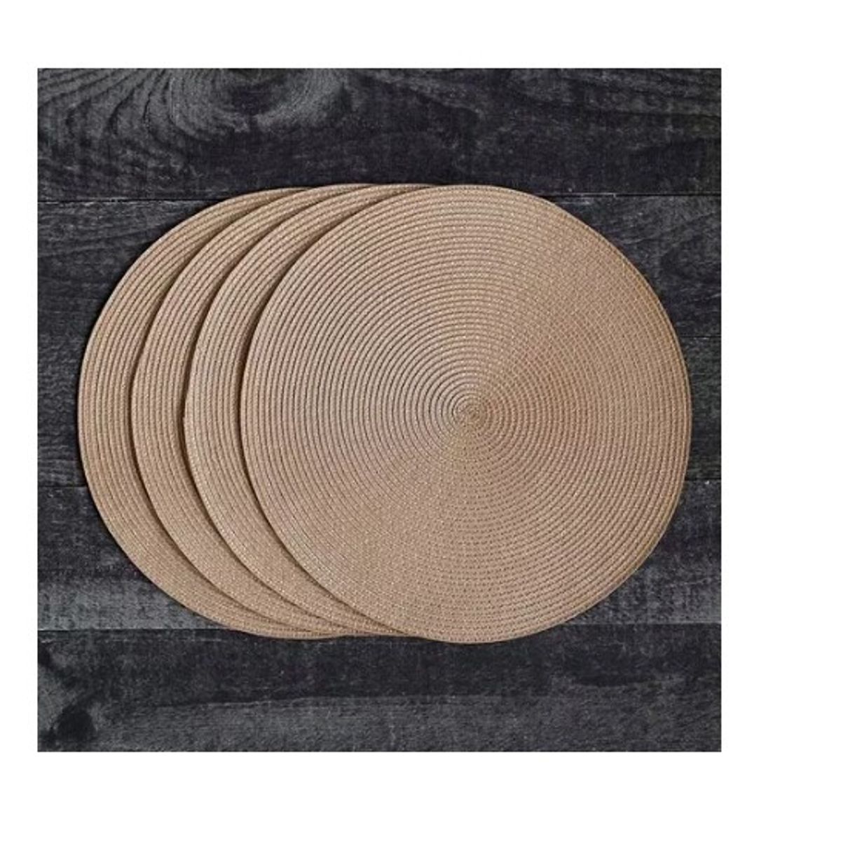 GENERICO - Set De 6 Individuales Redondos Trenzados 38 Cm Beige