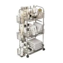HOMER DESIGN - Carrito Organizador Mutiuso Ruedas 3 Niveles 3 Mini Bandejas