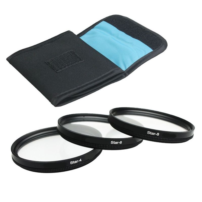 GENERICO - KIT FILTROS ESTRELLA 52MM 4, 6 & 8 PUNTAS + ESTUCHE