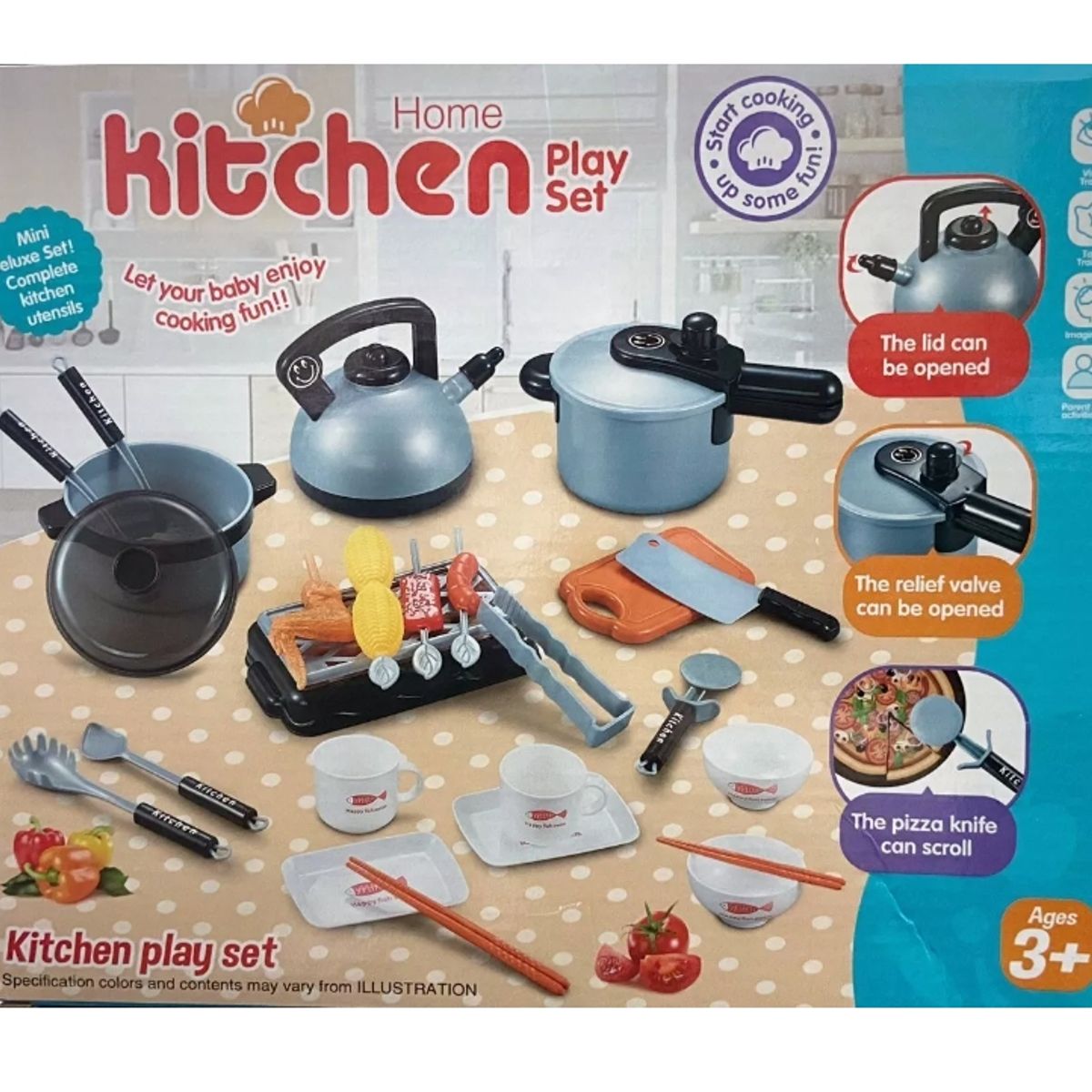 GENERICO - Set Juguete De Cocina Con 36 Utensilios Color Gris Roja