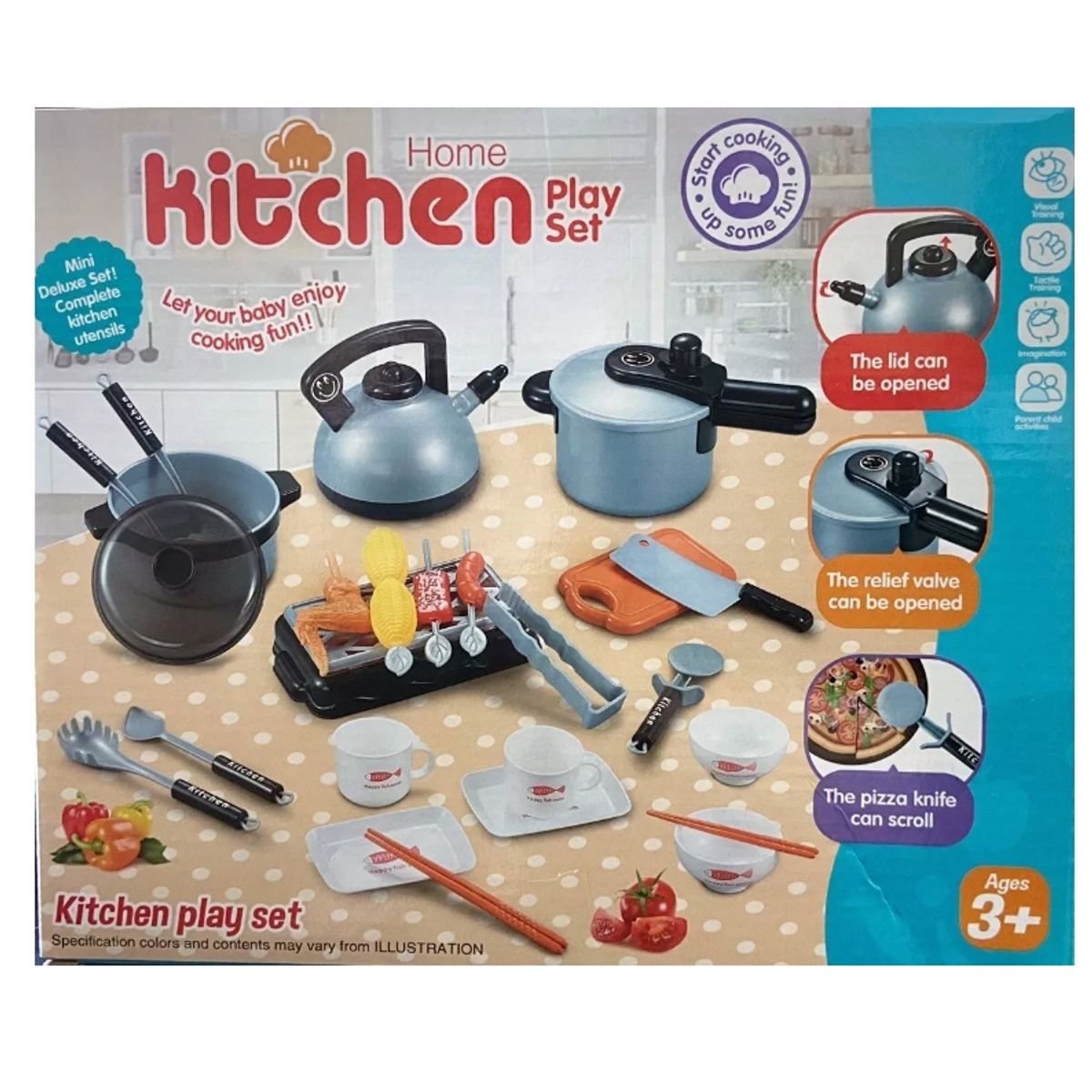 GENERICO - Set Juguete De Cocina Con 36 Utensilios Color Gris Roja
