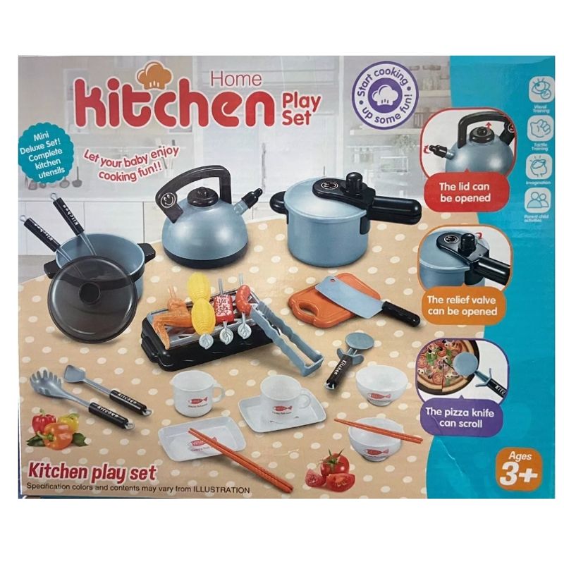 GENERICO - Set Juguete De Cocina Con 36 Utensilios Color Gris Roja