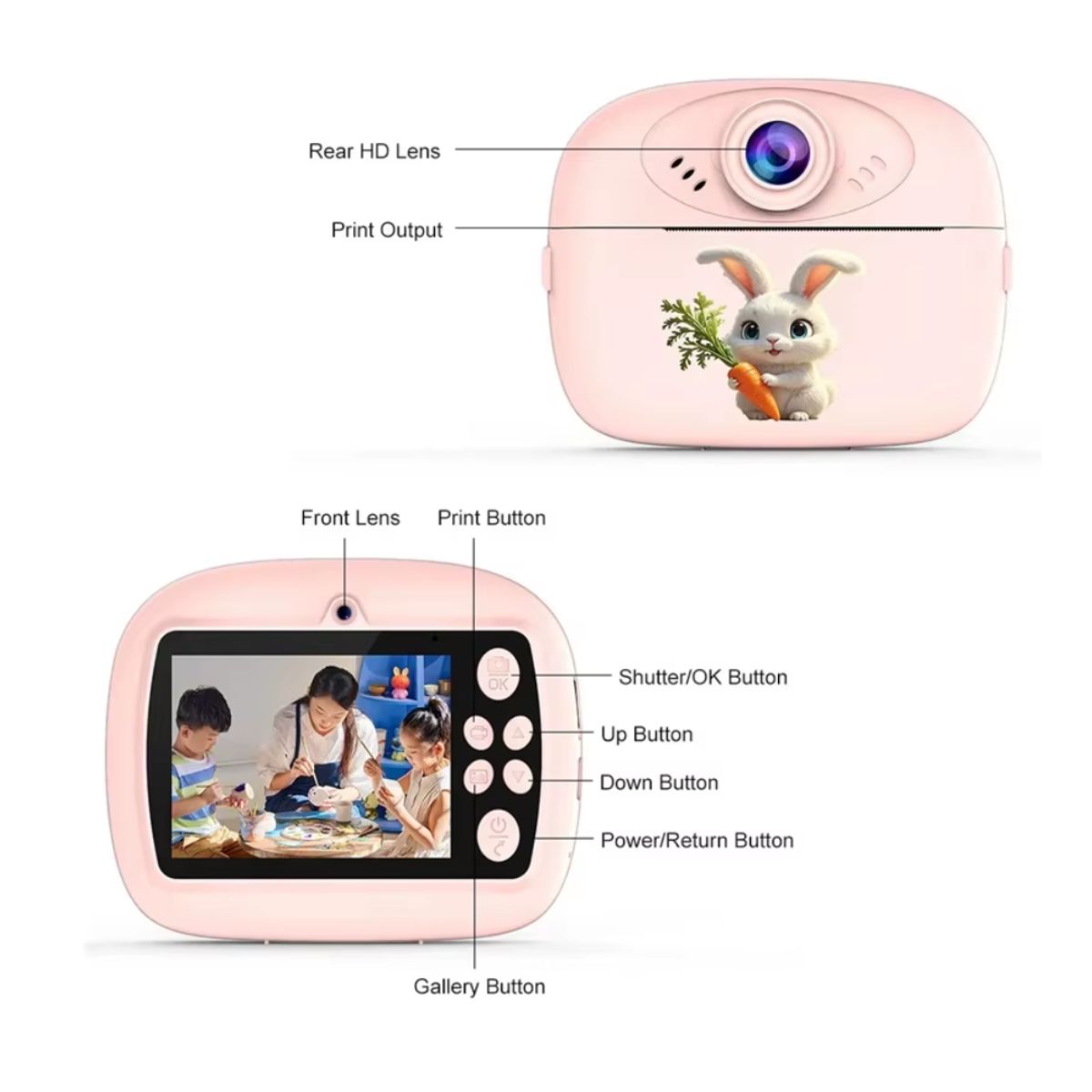 OEM - CAMARA FOTOGRAFICA PARA NIÑOS CON IMPRESION INSTANTANEA ROSA