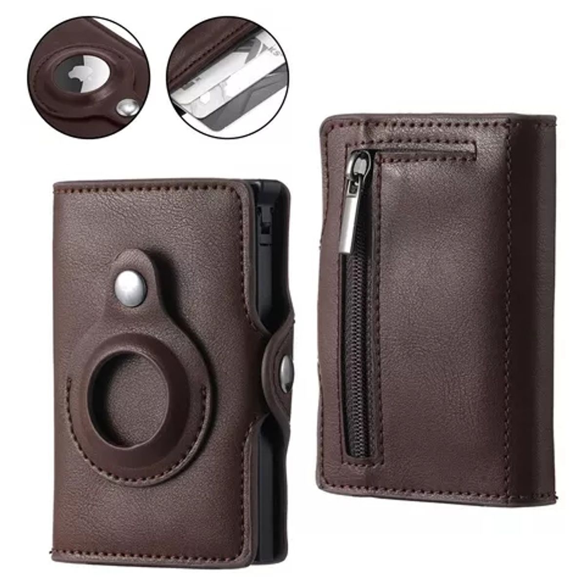 GENERICO - Billetera Tarjetero Emergente Cuero Pu Para Hombre Airtag