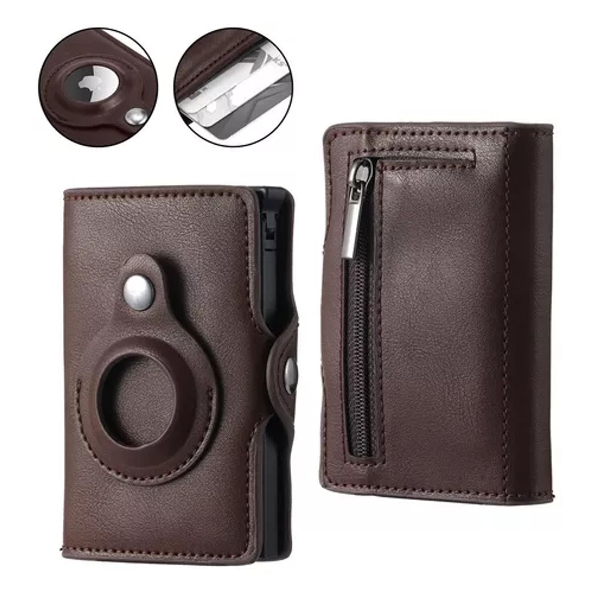 GENERICO - Billetera Tarjetero Emergente Cuero Pu Para Hombre Airtag