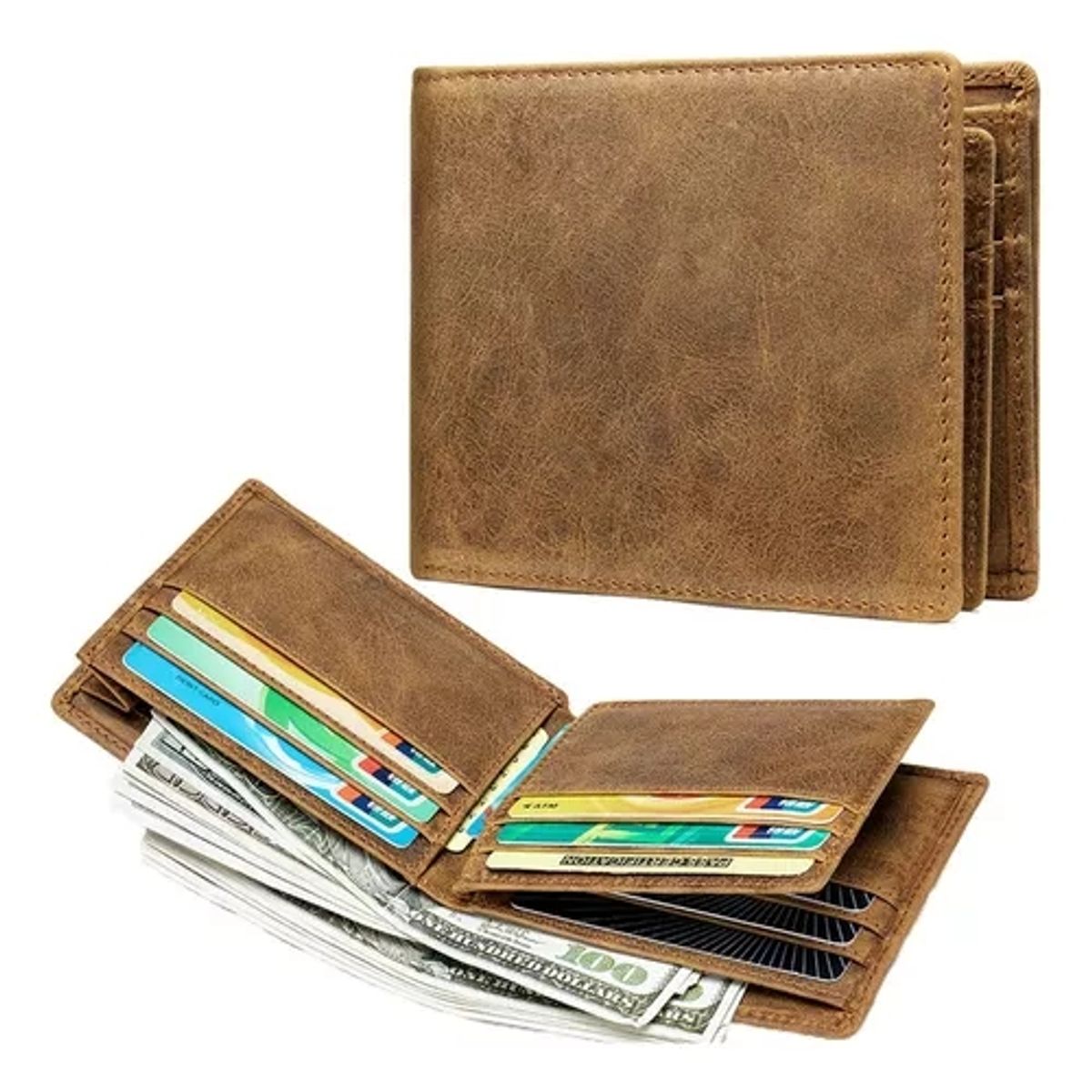 GENERICO - Billetera Tarjetero Cuero Para Hombre Rfid Ultra Delgada