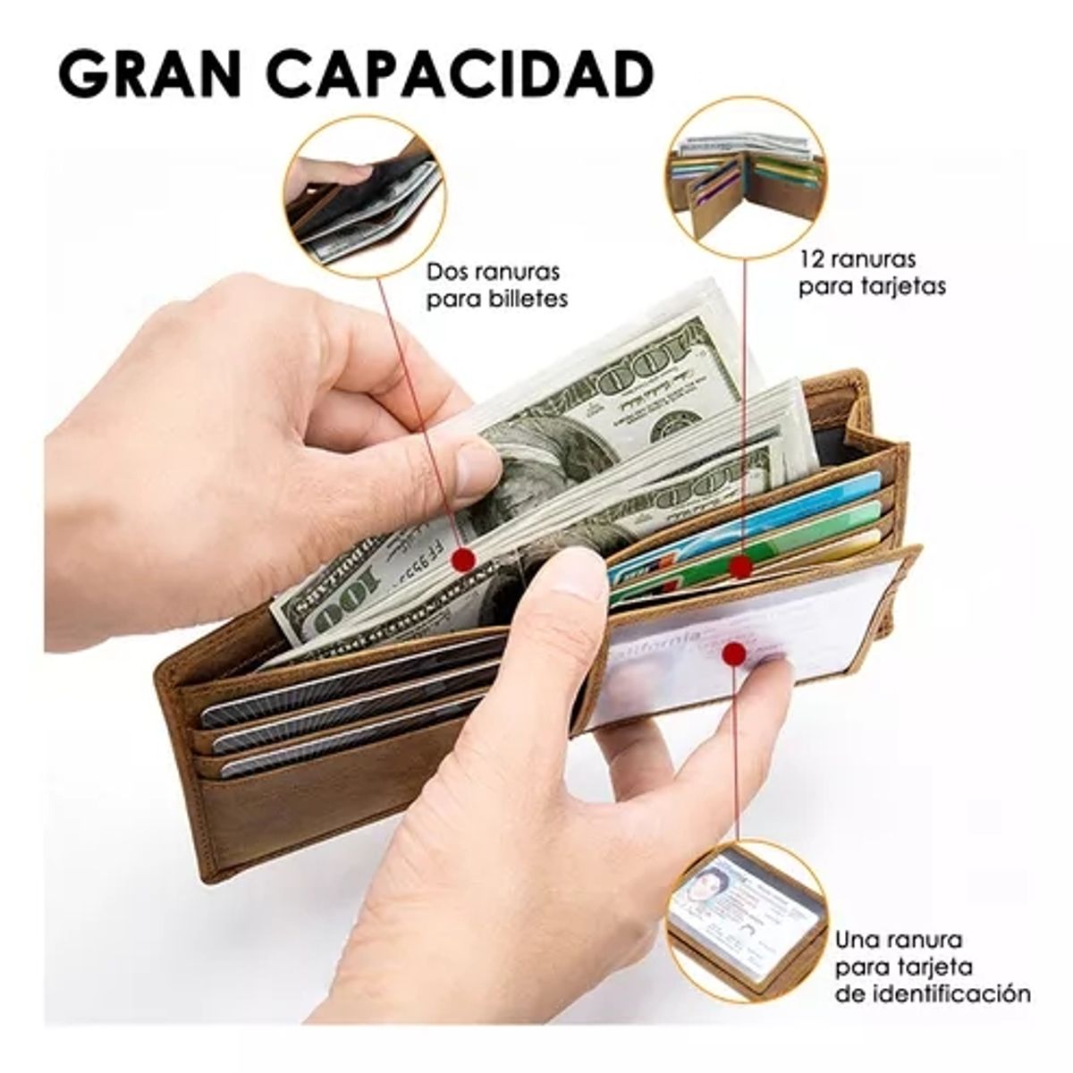 GENERICO - Billetera Tarjetero Cuero Para Hombre Rfid Ultra Delgada