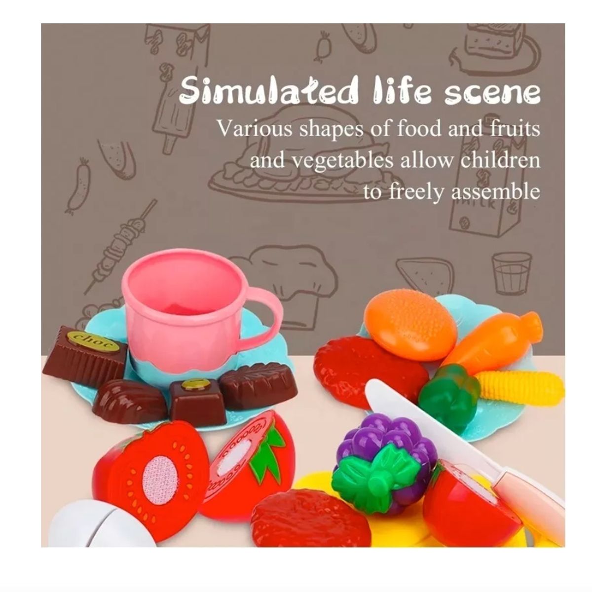 GENERICO - Cocina De Juguete 68 Accesorios Niñas 75cm Agua Vapor Sonido