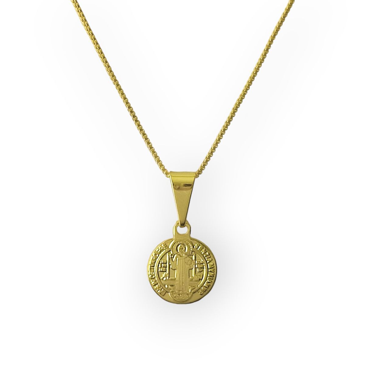 COGGIOLA - Collar Medalla San Benito Veneciana Enchapado Oro 18K