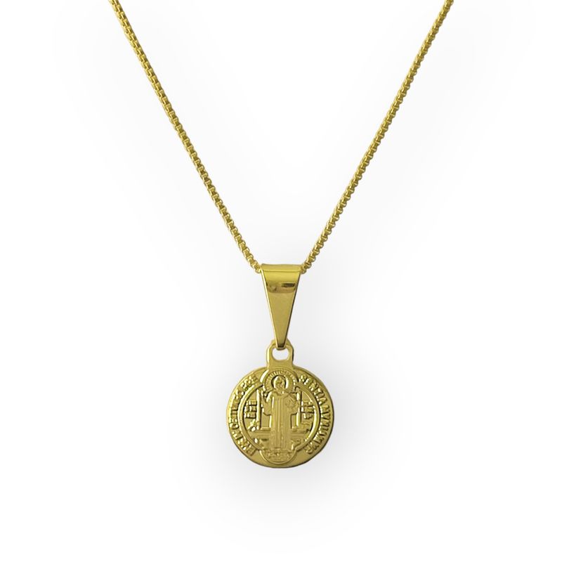 ANDREA COGGIOLA JOYAS - Collar Medalla San Benito Veneciana Enchapado Oro 18K