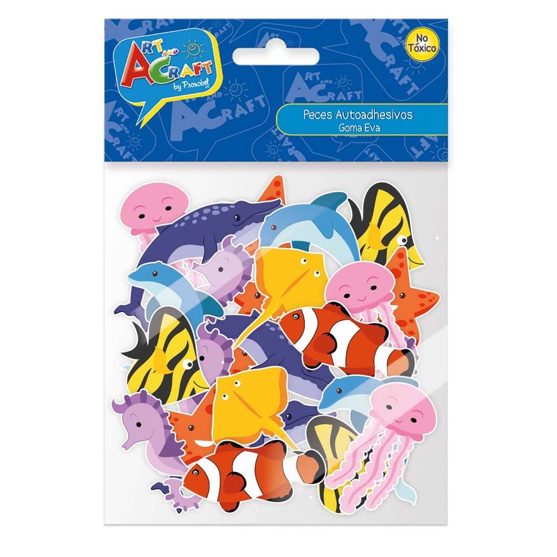 ART AND CRAFT - Set 50 figuritas goma eva adhesiva diseño Peces