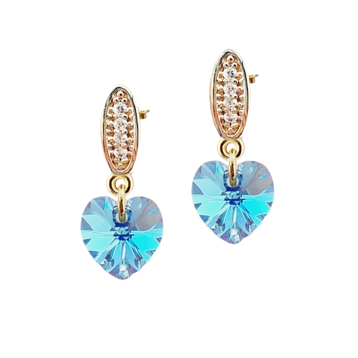 JOYAS MONTERO - Aros Romance Gold 24K creado con cristales de Swarovski® Aquamarine