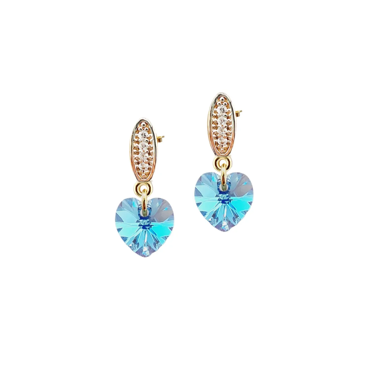 JOYAS MONTERO - Aros Romance Gold 24K creado con cristales de Swarovski® Aquamarine