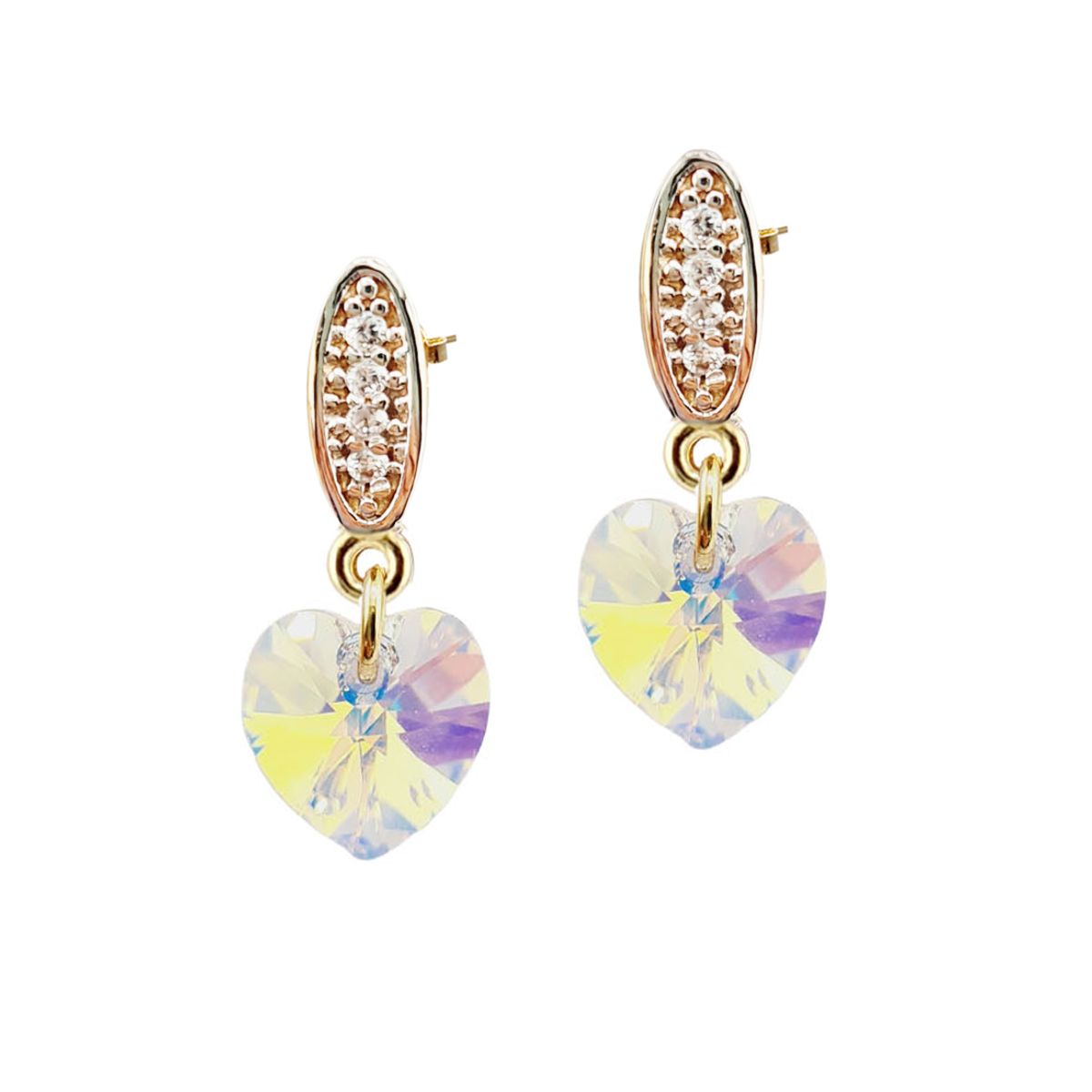 JOYAS MONTERO - Aros Romance Gold 24K creado con cristales de Swarovski® Aurora Boreal
