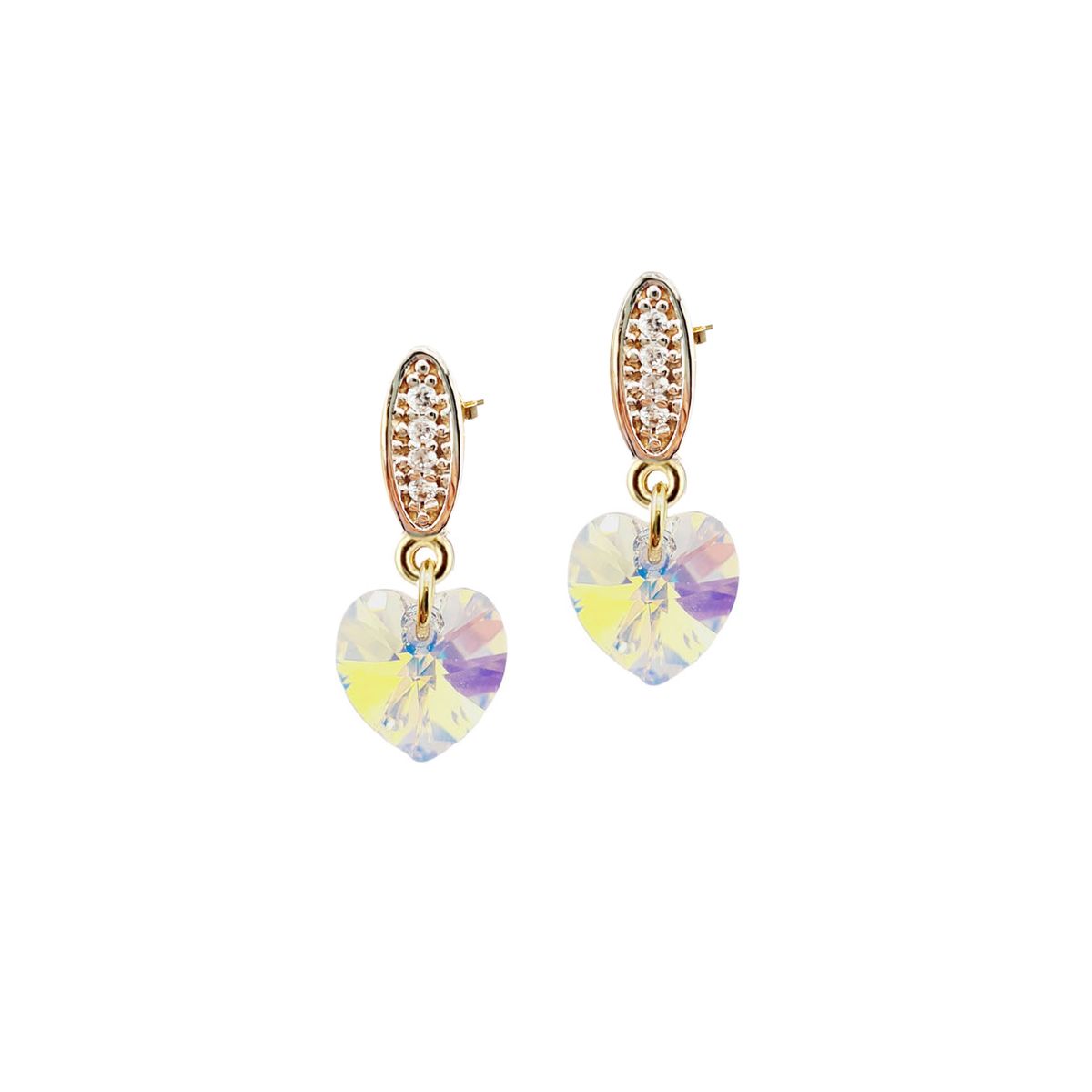 JOYAS MONTERO - Aros Romance Gold 24K creado con cristales de Swarovski® Aurora Boreal