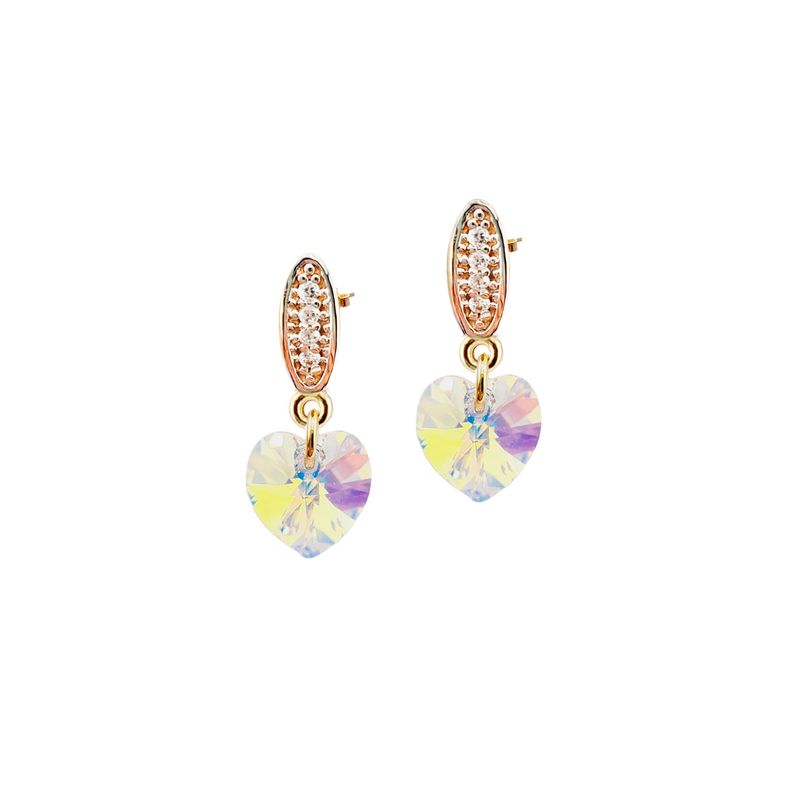 JOYAS MONTERO - Aros Romance Gold Cristales Genuinos Aurora Boreal
