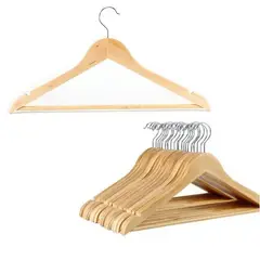 GENERICO - Pack 10 Colgadores Ganchos Perchas De Madera Para Ropa