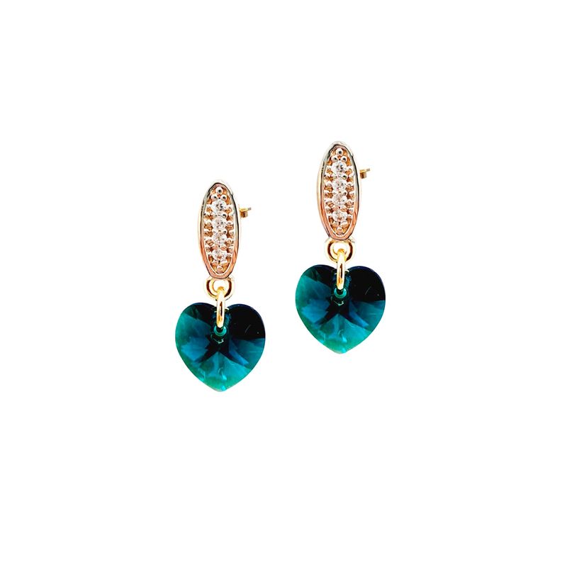 JOYAS MONTERO - Aros Romance Gold Cristales Genuinos Emerald