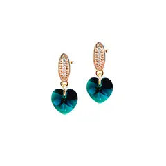 JOYAS MONTERO - Aros Romance Gold Cristales Genuinos Emerald