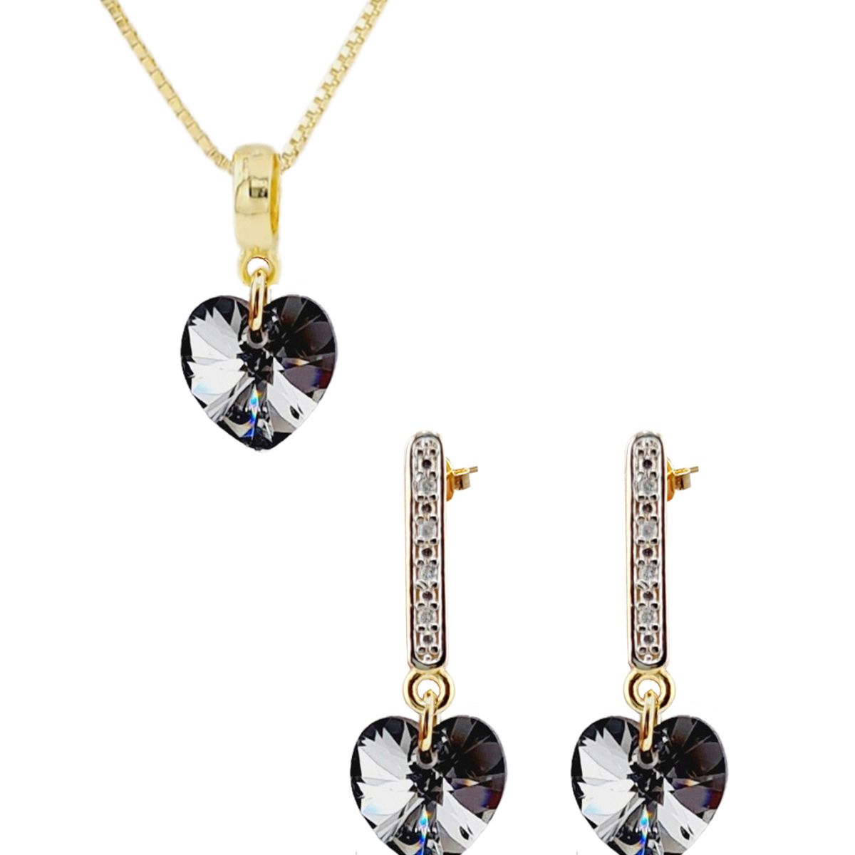JOYAS MONTERO - Conjunto Romance Gold 24K creado con cristales de Swarovski® Silver Night