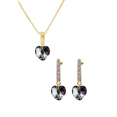 JOYAS MONTERO - Conjunto Romance Gold Cristales Genuinos Silver Night