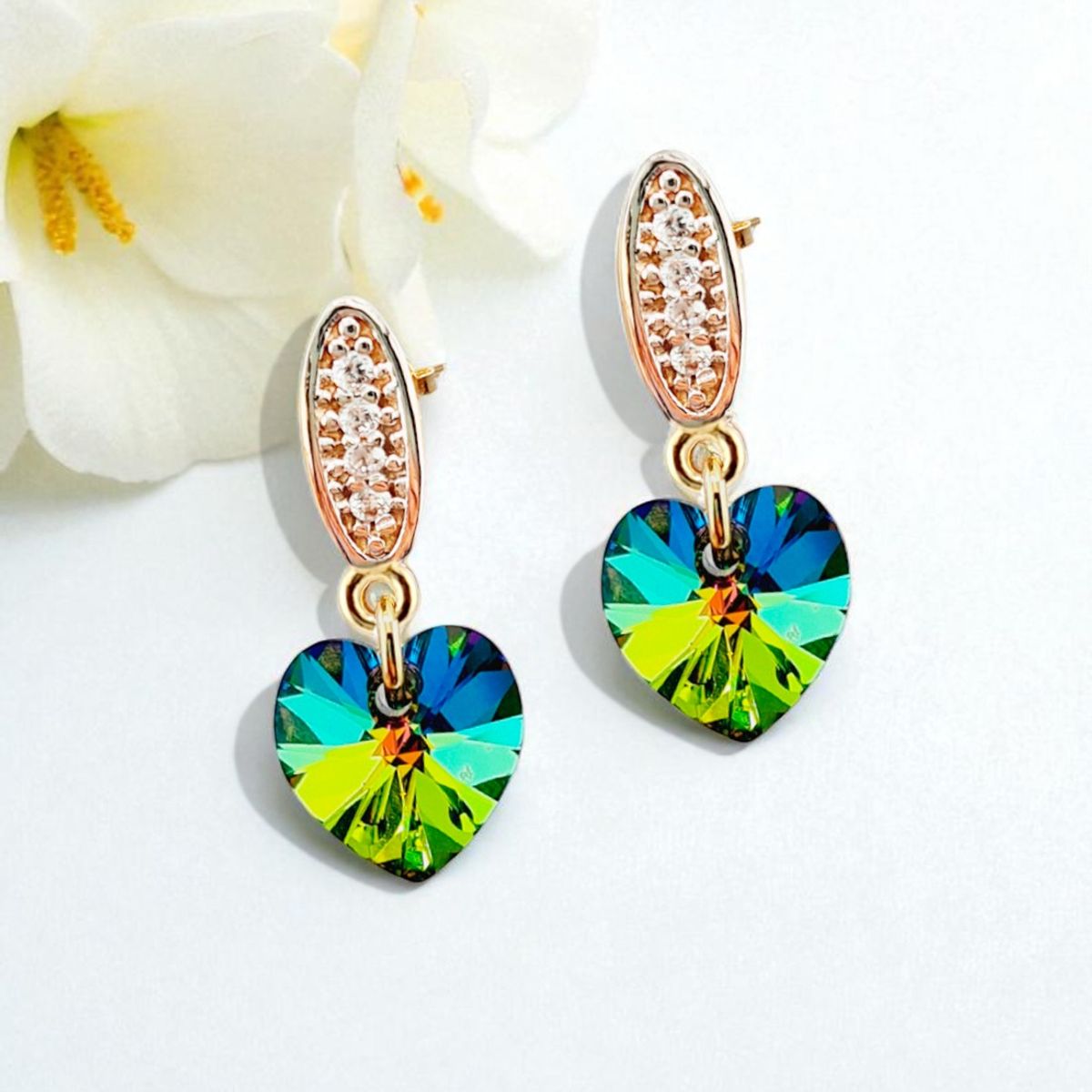 JOYAS MONTERO - Aros Romance Gold 24K creado con cristales de Swarovski® Vitral Medium