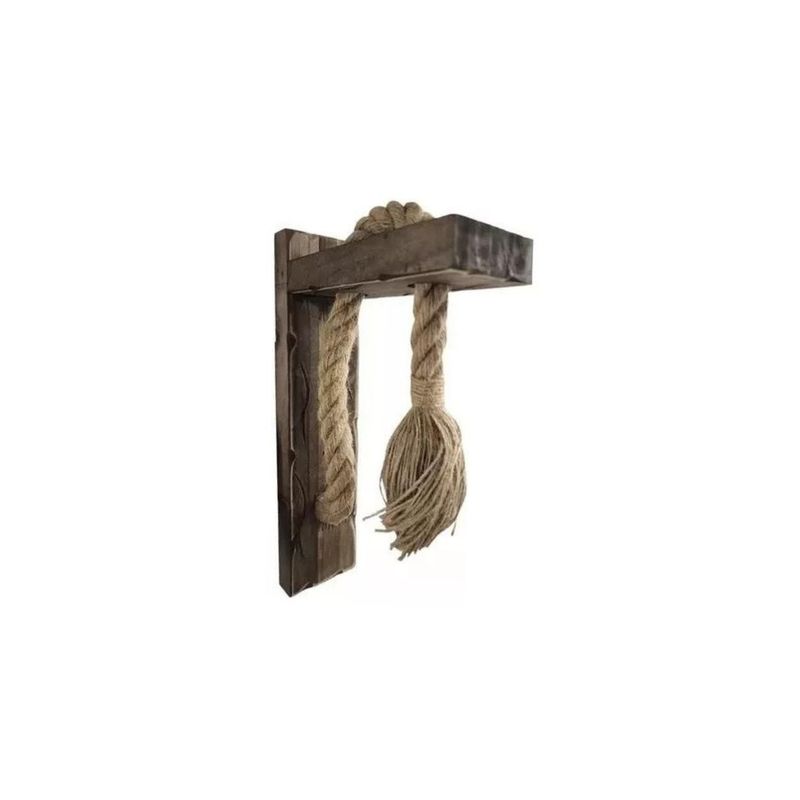 GENERICO - Aplique Lampara Muro Cañamo Madera Vintage Soga E27 Retro