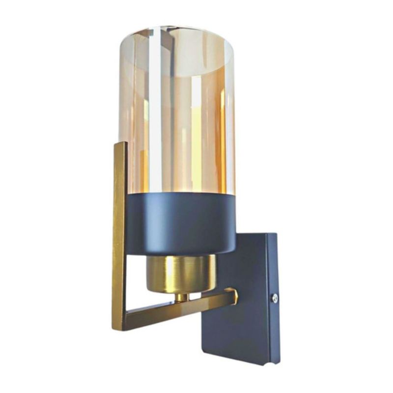 GENERICO - Lampara Aplique Vidrio Simple Porta E27 Ambar Circular Deco