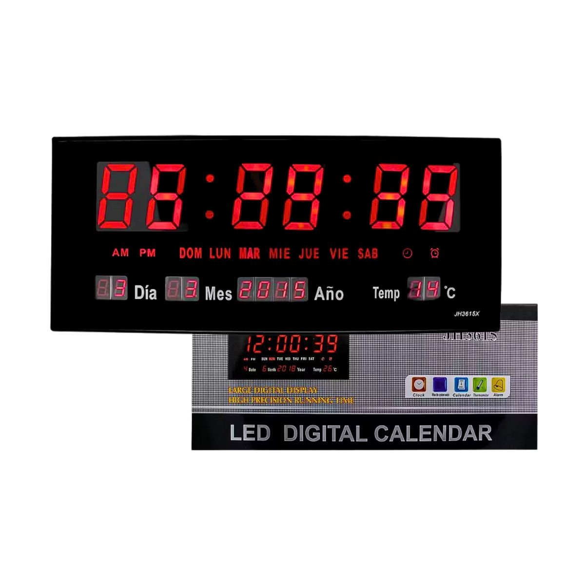 GENERICO - Reloj Led Digital Rectangular Mas Calendario - Jh3615