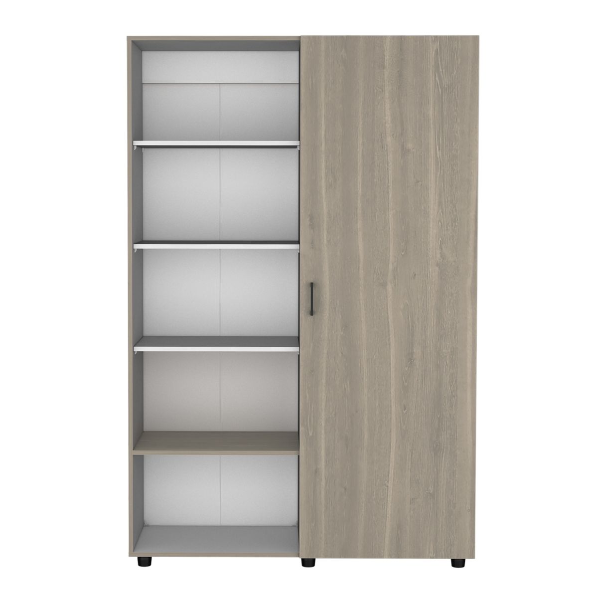 FMFURNITURE - Closet 1 Puerta 5 Repisas - Café Oscuro 184x120x46.9 cm