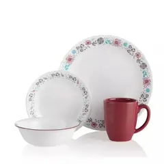 GENERICO - Set De Vajilla De 16 Piezas Nordic Blooms Corelle Color Rojo