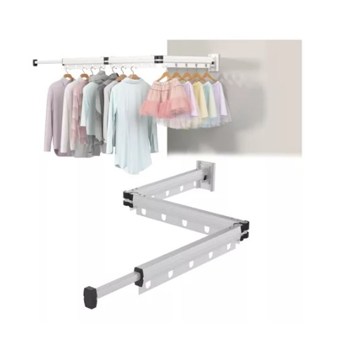 GENERICO - Tendedero Plegable Colgadores De Ropa  Ajustable Blanco