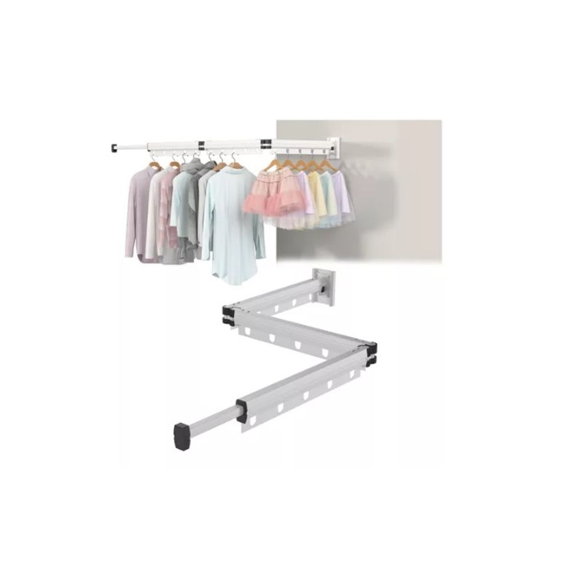 GENERICO - Tendedero Plegable Colgadores De Ropa  Ajustable Blanco